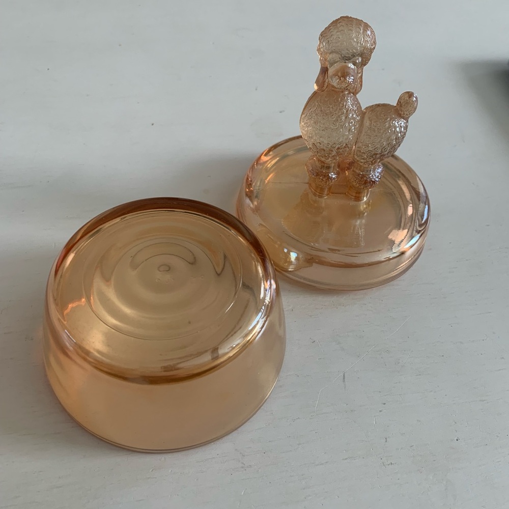 Vintage Jeanette French Poodle Glass Powder Jar